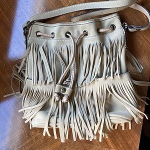 Patricia Nash crossbody Italian leather fringe handbag. 10 1/2 X 11